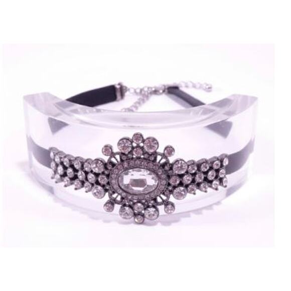 Anthropologie Jewelry - Anthropologie Women's Vegan Leather Crystal Glamour Choker Necklace NWOT 89